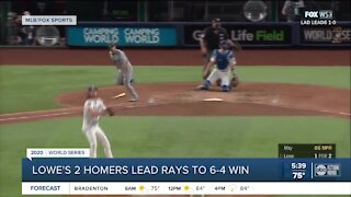 Brandon Lowe homers twice, Rays hold off Dodgers to even World Series