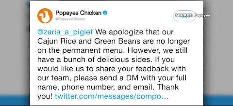 Popeyes faces Twitter backlash for changes to their menu