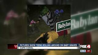 Social media photos show teens disrespecting graves of children