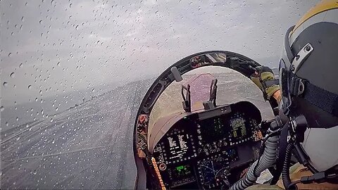 Rainy Day EA-18G Growler Case III Catapult Shot Cockpit View. MAX Power!