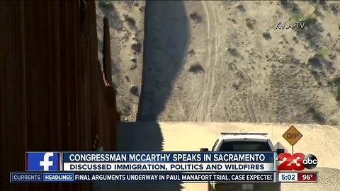 McCarthy talks state issues in Sacramento, interrupted with protestors