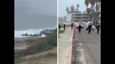 Boat Full of Illegals Hit the Beach at La Jolla CA Like a Marine Recon Team