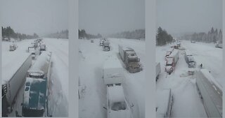 Vehicles stranded after blizzard "as bad as it gets" closes I-80 in the Sierra Nevada mountains.
