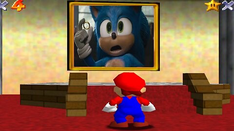 What happens when Mario uses the secret Sonic Movie Painting in Super Mario 64?
