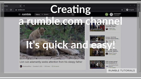 Create a channel on rumble.com