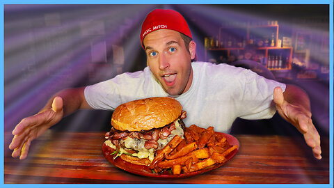 CAN I SLAM THIS MONSTER AUSSIE BACON CHEESEBURGER EATING CHALLENGE IN TIME!?