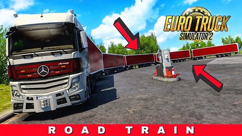 ETS2 | Long ROAD TRAIN with 5 trailers stuck in the garage pulled with MERCEDES-BENZ MP4