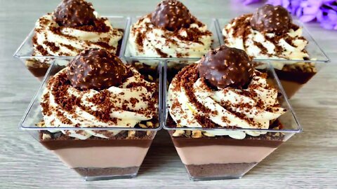 These Ferrero Rocher No-Bake Dessert Cups have different layers