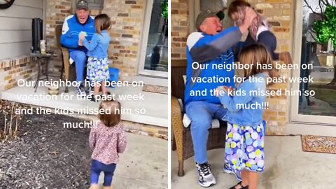 Kids Welcome Back Their Favorite Neighbor After Vacation