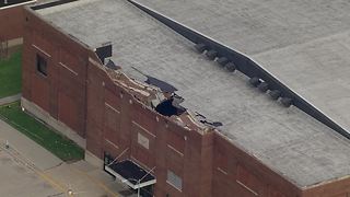 A historic fieldhouse was damaged when severe storms hit Muncie Sunday night