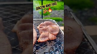 Bacon and Fire 🥓🔥 #camperlife #bacon #baconandfire #campfire #meredithfarm #baconforlife