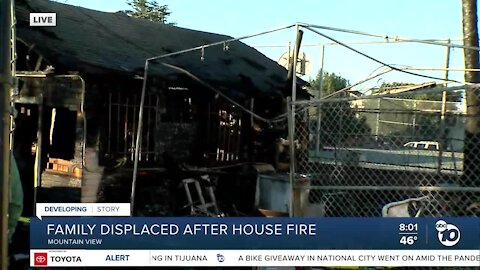 Seven displaced by house fire in San Diego's Mountain View neighborhood