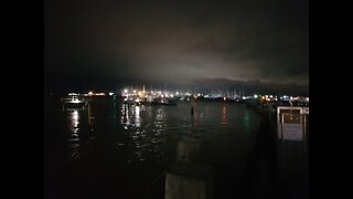 River at night.