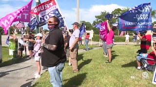 Flag-waving event held in support of President Trump in St. Lucie County