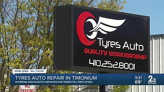 Tyres Auto Repair in Timonium, offering discounted services for essential employees