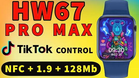 Smartwatch HW67 pro max tiktok controle like, pause, adiantar, voltar NFC hw57 pro hw37 plus