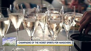 Champagne can cause nasty hangovers after holiday parties