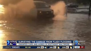 Surveying the damage from flash flooding