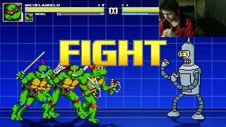 Teenage Mutant Ninja Turtles Characters (Leonardo And Raphael) VS Bender The Robot In An Epic Battle