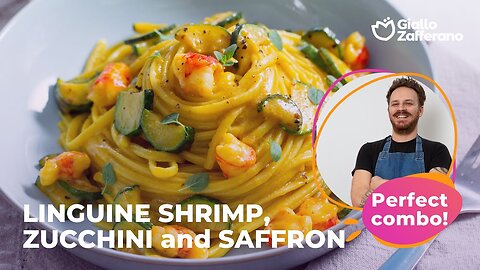 LINGUINE WITH SHRIMP, ZUCCHINI, AND SAFFRON 🍤🍝🌿 PERFECT COMBO!