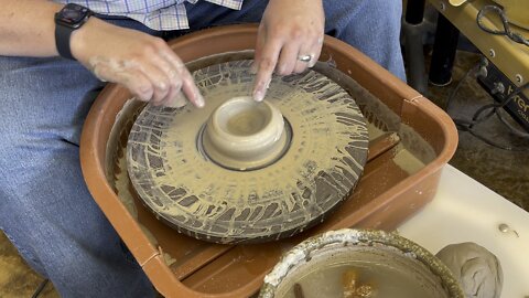 Step 1: of making a simple small bowl on the pottery wheel