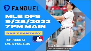 Dreams Top Picks for MLB DFS Today Main Slate 9/28/2022 Daily Fantasy Sports Strategy FANDUEL