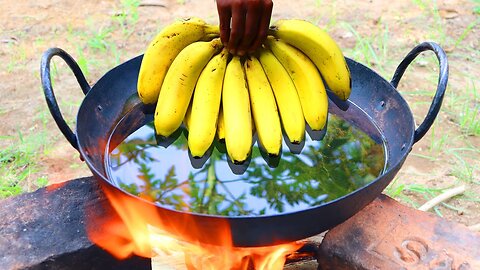 Tasty Banana Bonda Recipe | How to Make Banana Balls | Sweet Recipe | Village Fun Cooking