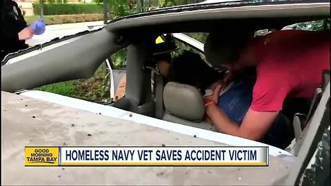 Homeless Florida veteran rushes to save victim after life-threatening car crash