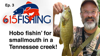 SMALLMOUTH BASS FISHING IN A SECRET CREEK IN TENNESSEE | Fishing with a real fishing hobo!