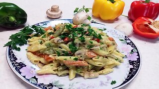 how to make alfredo pasta at home with mushrooms and Cheese (Cook Food in Home)