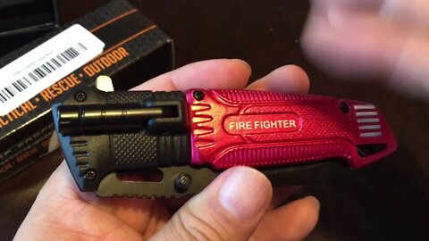 TAC-Force Fire Fighter Assisted Open Rescue LED Pocket Knife