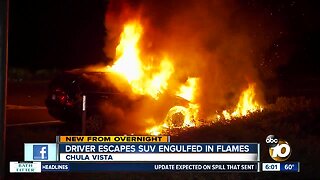 Driver escapes burning SUV along freeway in Chula Vista
