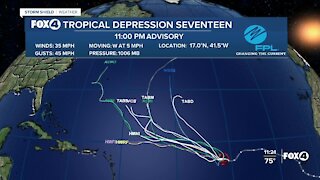 Tropical Depression 17 Sunday 10 PM Update