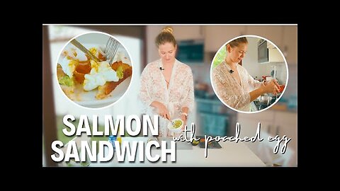 Salmon Sandwich with poached egg | Healthy breakfast