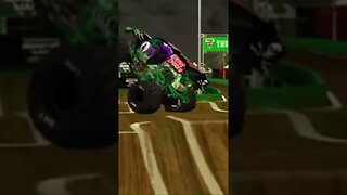 Grave Digger moonwalk into reverse backflip save #monsterjam #reels #shorts #backflip #beamngdrive