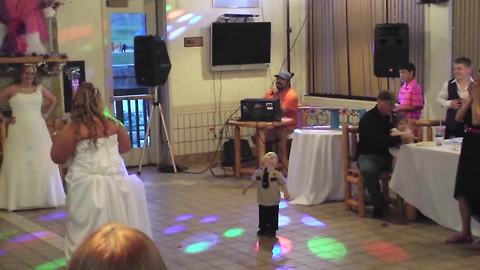 "A Tot Boy Tries to Dance at A Wedding Reception"