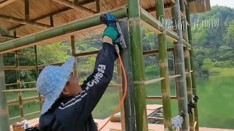 Young Man Builds Unique Bamboo House On The Lake 16