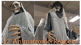 AT HOME Halloween! Battle of the 12 foot tall animatronics! #animatronics #halloween #reaper