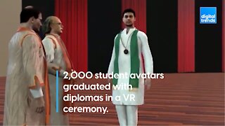 2,000 student avatars graduated with diplomas in a VR ceremony.