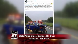 MSP vehicle damaged on I-69