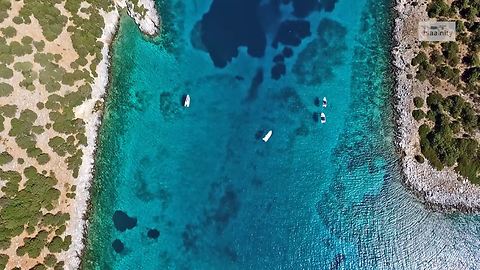 Majestic Greek island near Athens filmed from drone