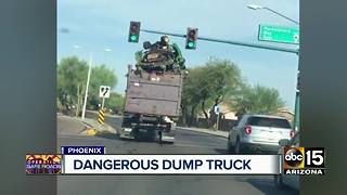 Valley dump truck spotted with unsecured load