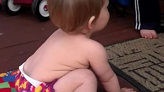 Mom Tells Baby Daughter To Stand Up, She Gladly Obliges