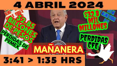 💩🐣👶 AMLITO | Mañanera *Jueves 04 de abril 2024* | El gansito veloz 3:41 a 1:35.