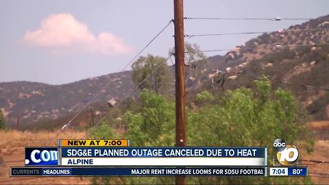 SDG&E planned outage in Alpine cancelled