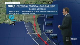 Potential Tropical Storm #9 continues to move toward Florida