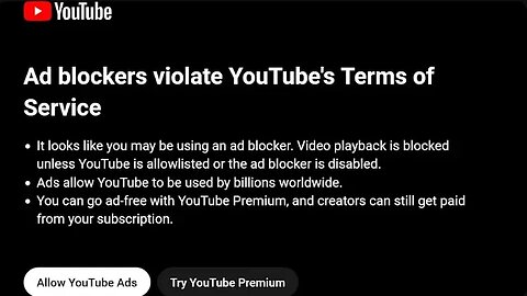 Ad blockers violate YouTube's Terms of Service.. **JOKE**