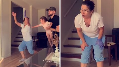 Mom Goes Right Back To Dancing After Making Sure Kid Is Alright