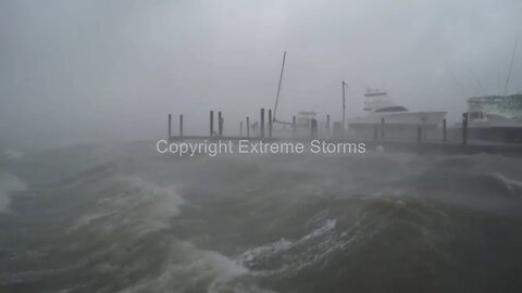 Hurricane Harvey Exploding Power Lines, Violent Wind & Storm Surge Rockport, Texas