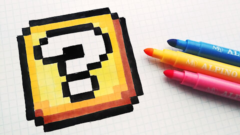 how to Draw Kawaii super mario block - Hello Pixel Art by Garbi KW